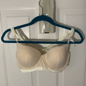 Aerie Lace Bra 34E (2D) Underwire Lightly Padded Nylon Cups Ivory